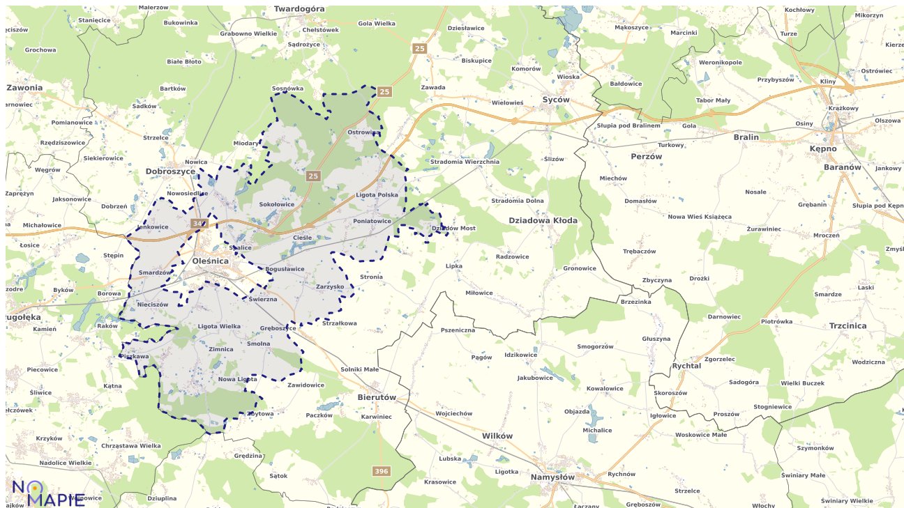 Mapa obszarów ochrony przyrody Oleśnicy