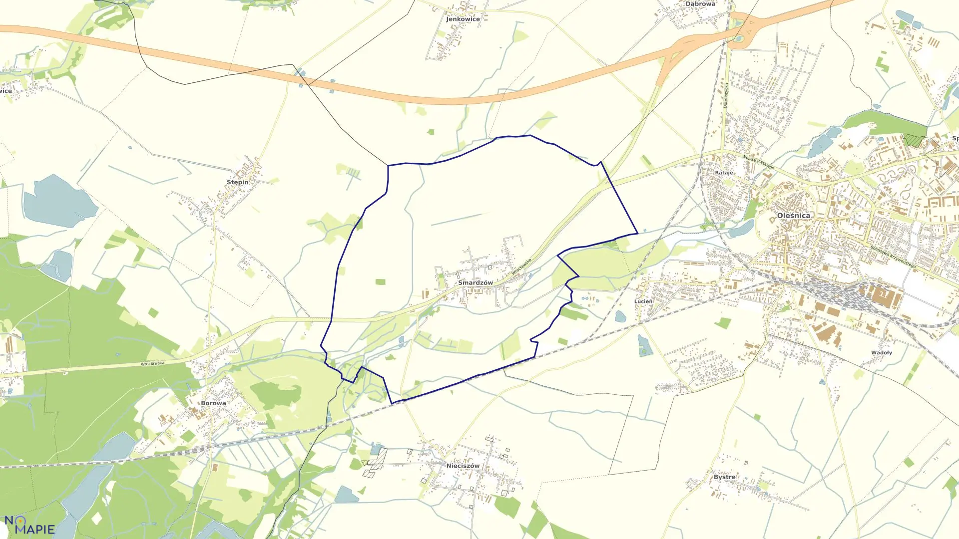 Mapa obrębu Smardzów w gminie Oleśnica